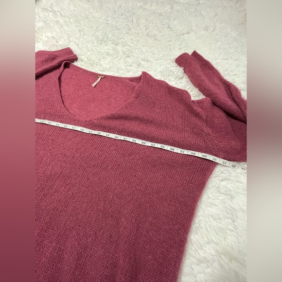 Free People | Raspberry Gossamer V-Neck Sweater - Picture 6 of 7